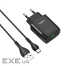 Зарядний пристрій HOCO C72Q Glorious USB QC3.0 + cable USB to USB-C 18W Black (6931474732545)