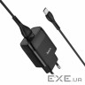 Зарядний пристрій HOCO C72Q Glorious USB QC3.0 + cable USB to USB-C 18W Black (6931474732545)