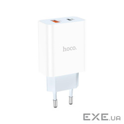 Зарядний пристрій HOCO C97A 1xUSB-C PD20W + 1xUSB QC3.0 White (6931474766076)