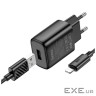 Зарядний пристрій HOCO C134A Solid USB + cable USB to Lightning Black (6942007621311)