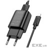 Зарядний пристрій HOCO C134A Solid USB + cable USB to Lightning Black (6942007621311)