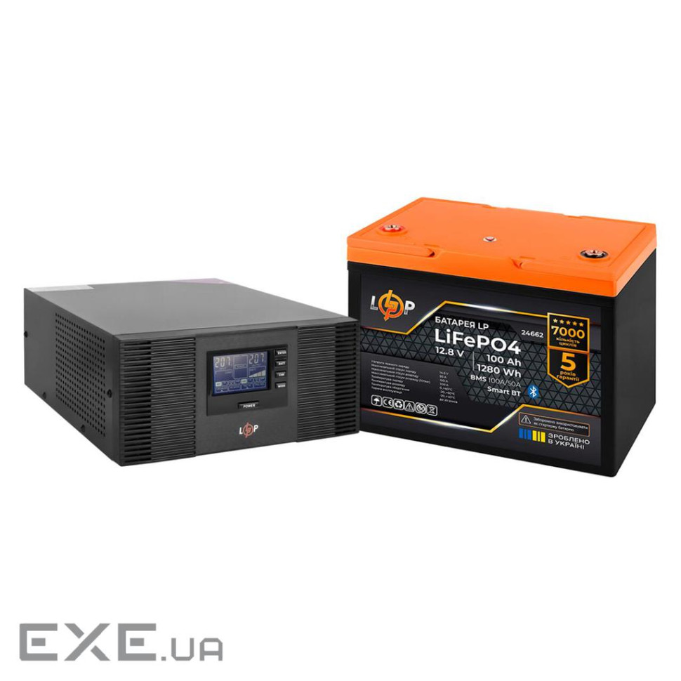 Комплект резервного живлення LogicPower B1500 + літієва (LiFePO4) батарея 1280 ((3406+24662 100 Ah))