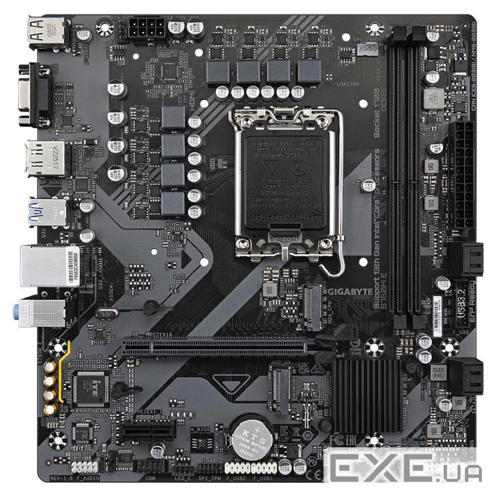 Материнська плата s1700 Intel B760 HDMI/DP/VGA 2xD DR5 2xM.2 GbE LAN mATX GIGABYTE B760M E