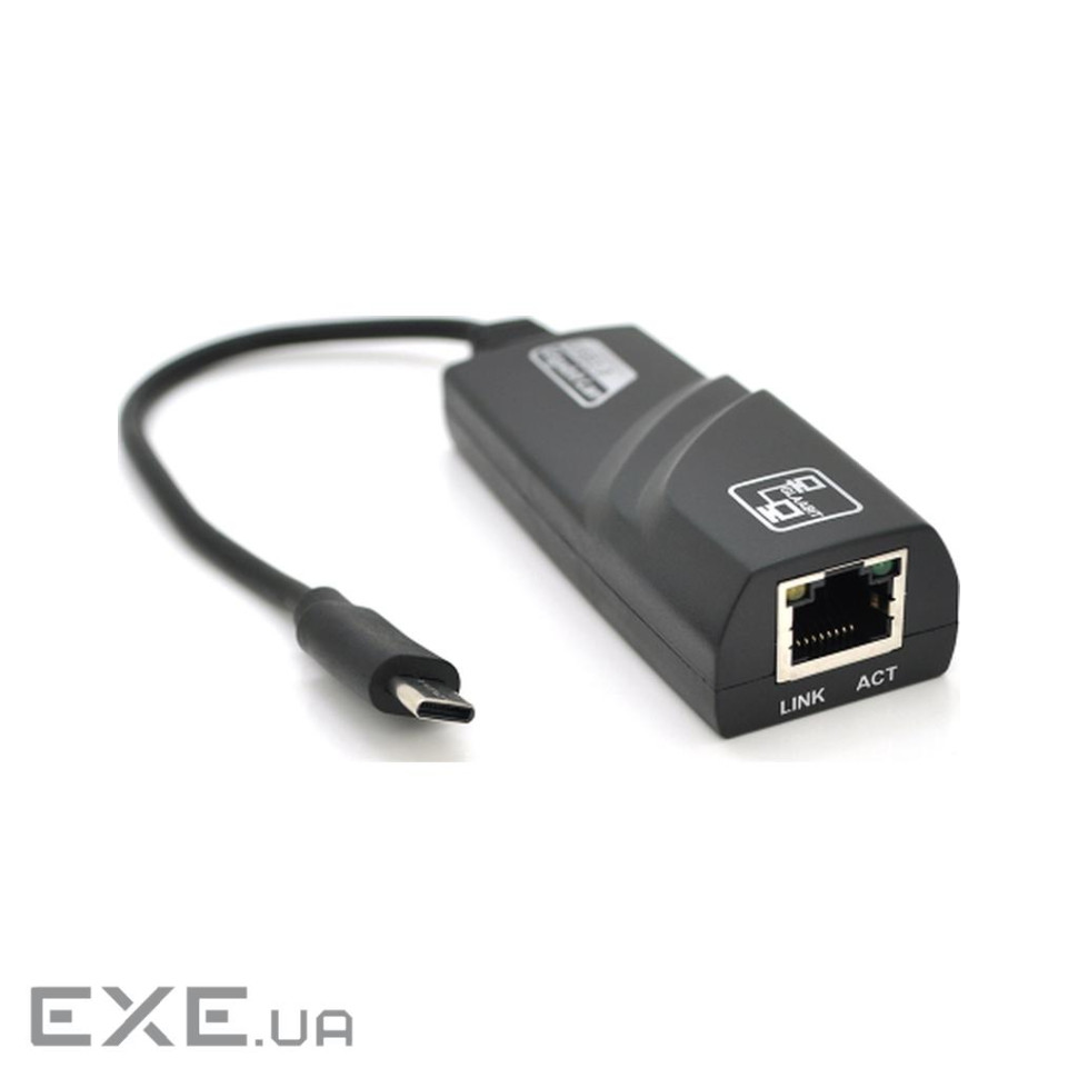 Перехідник USB-C to RJ45 1000Mbps black Voltronic (Type-C- Rj-45.G/25849)