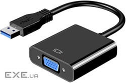 Перехідник моніторний Lucom USB3.0 A-VGA HD15 M/F,1080p Mirror/Extend (62.09.8166-1)