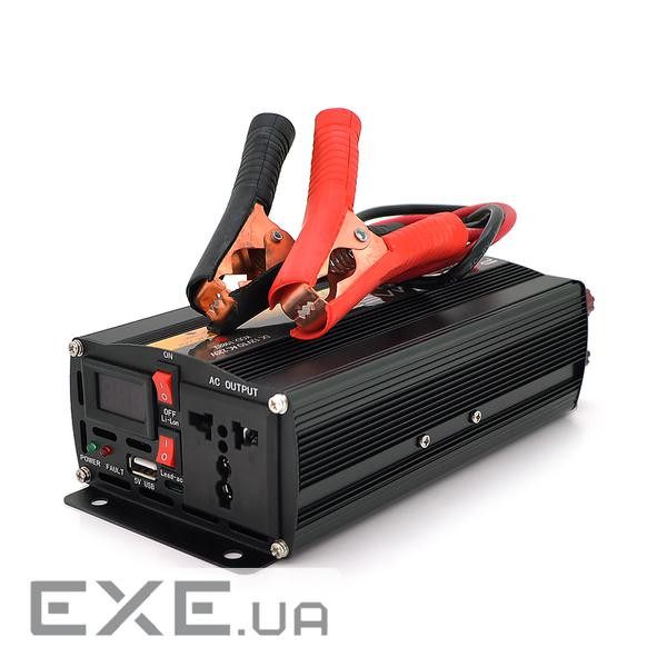 Інвертор напруги POWERMASTER, 24V / 220V, 600W з модифікованою синусоїдою, 1 універсальна р (PWR600) (PWR600)