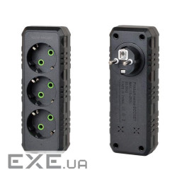 Розетка трійник із заземленням F101-Black, 3 розетки, 2500W, 10A, 110-250V~Max, Blister , 2500W, 10A, 110-250V~Max, Blis