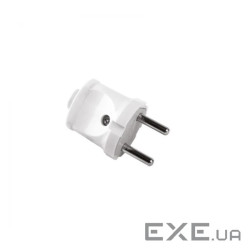 Вилка прямая белая двухконтактная ELM (41-0009)