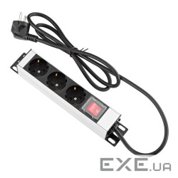 Пристрій розподілу електроживлення MIRSAN 10, 1U, блок 3хShuko, вимикач, вилка (MR.10PRZ1U3O.SC.01) (MR.10PRZ1U3O.SC.01)