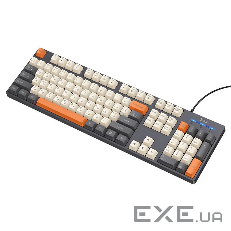 Клавіатура провідна HOCO GM61, USB, 104 клавіші, (Eng / Pyc), Gray, Box