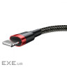 Дата кабель USB 2.0 AM to Lightning 1.0m Cafule Black-Red Baseus (CALKLF-B19)