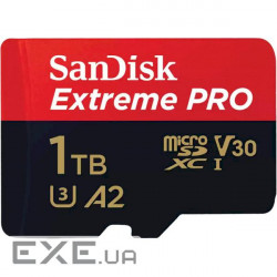 Карта пам'яті SANDISK Extreme PRO 1TB microSDXC + SD Adapter (SDSQXCD-1T00-GN6MA)
