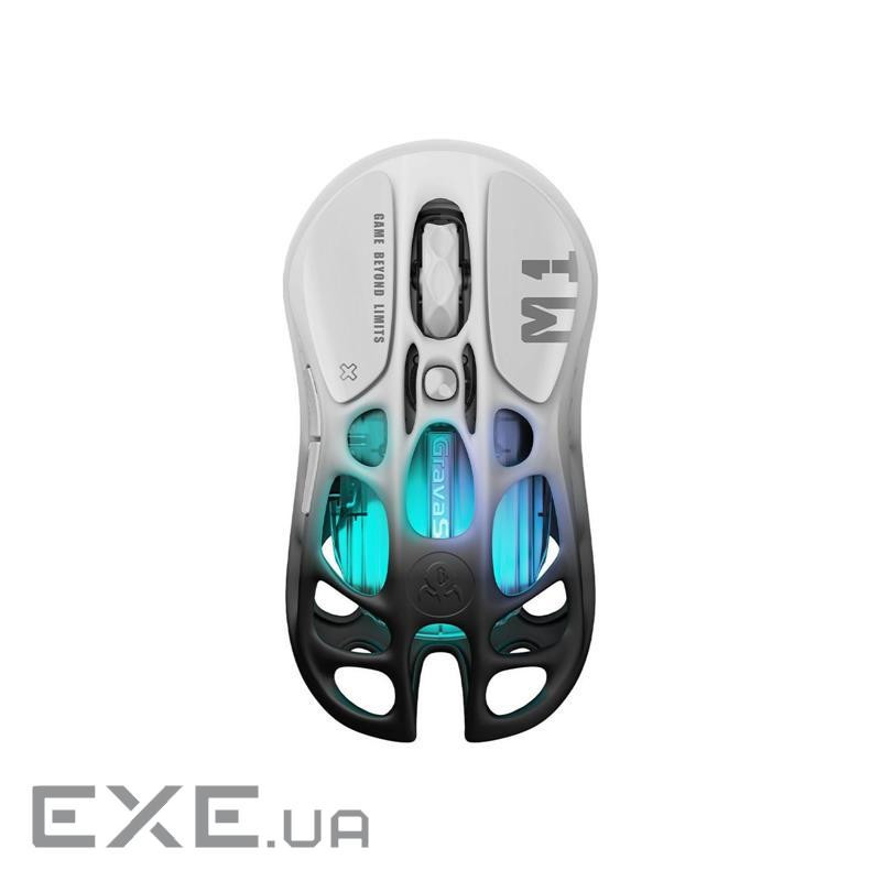 Миша GravaStar Mercury M1 Pro, BT/WL/USB-A, RGB, чорно-білий (GRAVASTARM1PRO GBLK)