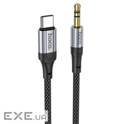 Кабель HOCO UPA26 DC3.5 (тато) => Type-C (тато), круглий в обплетенні, 1м, Bla (HOCO UPA26TB)