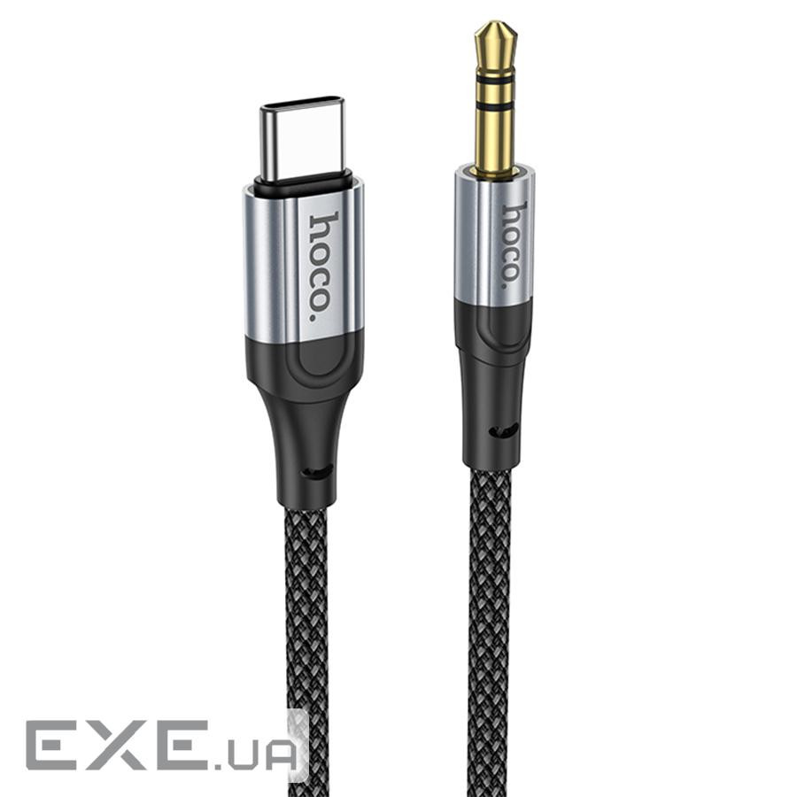 Кабель HOCO UPA26 DC3.5 (тато) => Type-C (тато), круглий в обплетенні, 1м, Bla (HOCO UPA26TB)