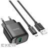 Зарядний пристрій HOCO C140A Smart USB QC3.0 + USB to cable Micro Black (6942007627801)
