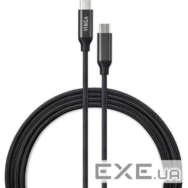Дата кабель USB-C to USB-C 2.0m 100W E-Mark Chip Nylon Vinga (VCPCTC100BK2)