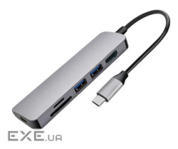 Перехідник моніторний USB Type-C-HDMI M/F,+PD87W 2xUSB3.0 +Cardreader,срібний (62.09.8376-1) (62.09.8376-1)