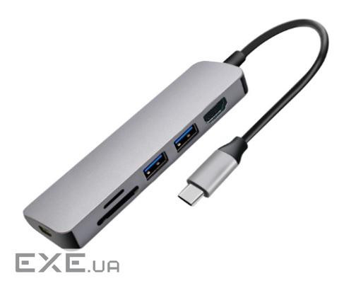 Перехідник моніторний USB Type-C-HDMI M/F,+PD87W 2xUSB3.0 +Cardreader,срібний (62.09.8376-1) (62.09.8376-1)