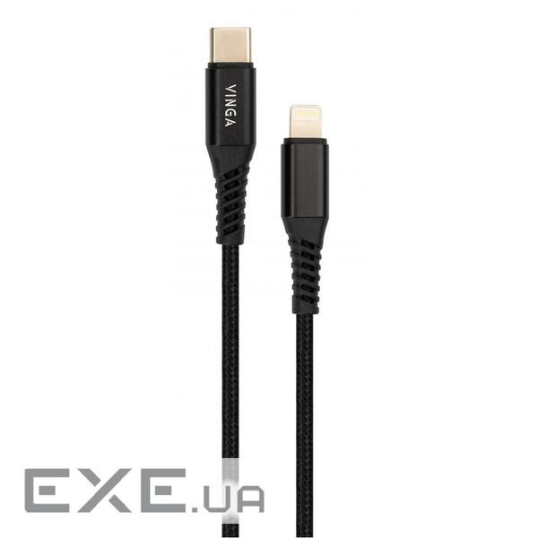 Дата кабель USB-C to Lightning 1.0m 3A 18W nylon braided black Vinga (VCPTCL3ANBK)
