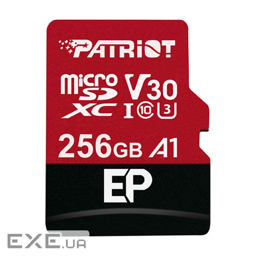 Карта пам'яті MicroSDXC 256GB UHS-I/U3 Class 10 Patriot EP A1 R90/W80MB/s + SD-adapt (PEF256GEP31MCX)