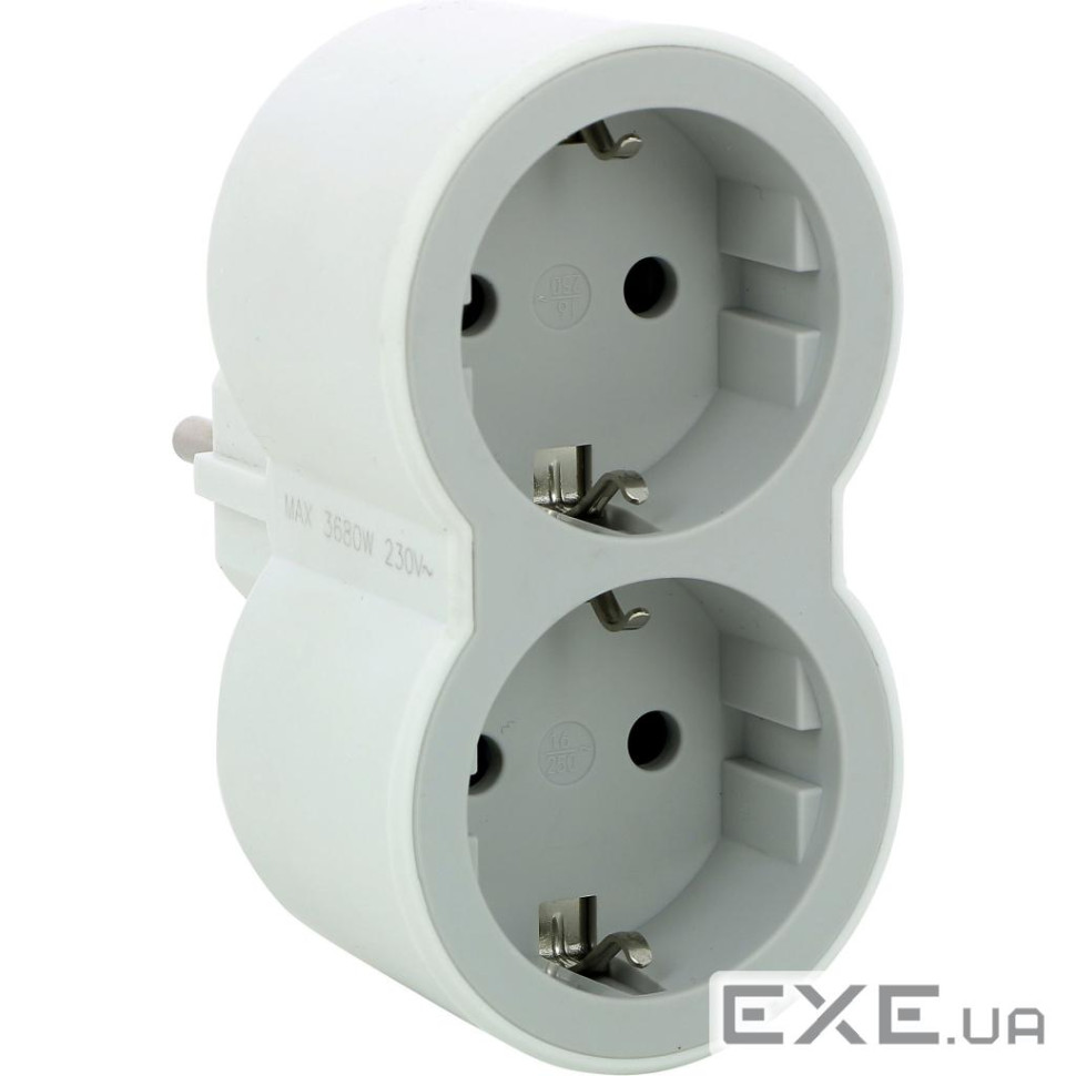 Multi-outlet plug with 2 frontal outlets white-grey (694516)