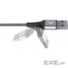 Дата кабель USB 2.0 AM to Micro 5P 1.0m Flex Gray Pixus (4897058531145)