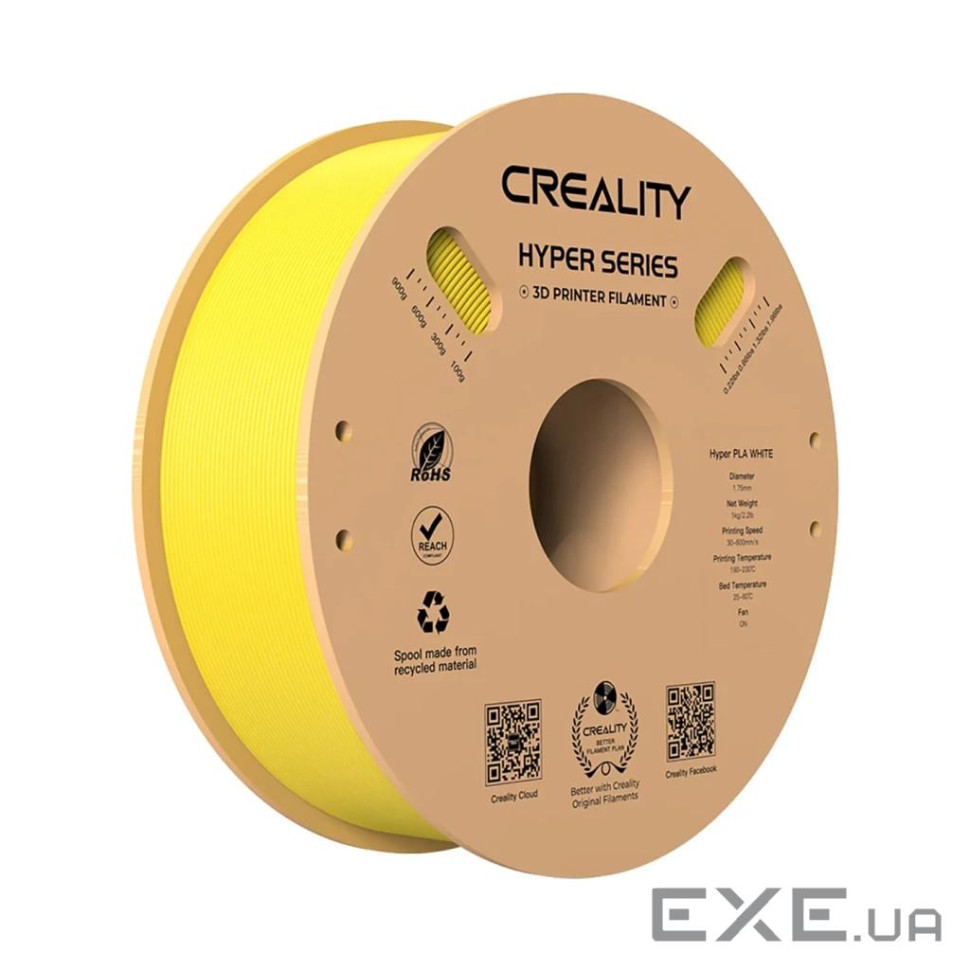 Пластик для 3D-принтера Creality PLA Hyper 1кг, 1.75мм, yellow (3301010379)
