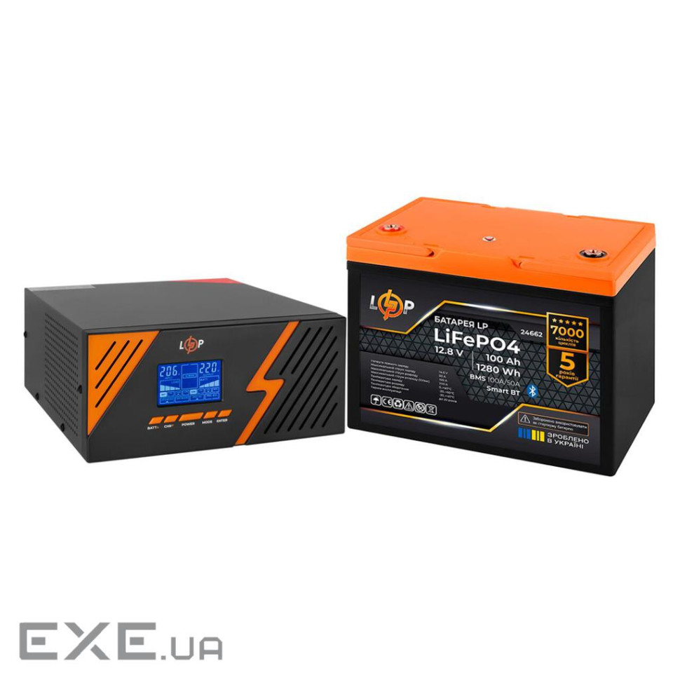 Комплект резервного живлення LogicPower B1500 Black + літієва (LiFePO4) батар ((22754+24662 100 Ah))