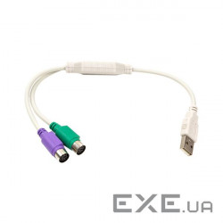 Перехідник PowerPlant USB to 2х PS/2, 0.3m (CA913183)