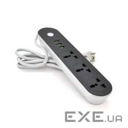 Мережевий фільтр ТВ-Т56, 3 розетки + 3 USB, 2 м, перетин 3х0,75 мм, 2500W, Black, (ТВ-Т56-Black)