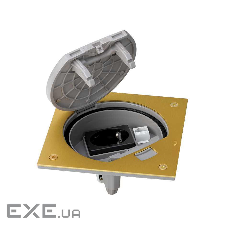 Люк підлоговий IP66 в комплекті з 1х220В + 1хRJ45 5е кат. UTP, латунь (KSE15U/23/71)