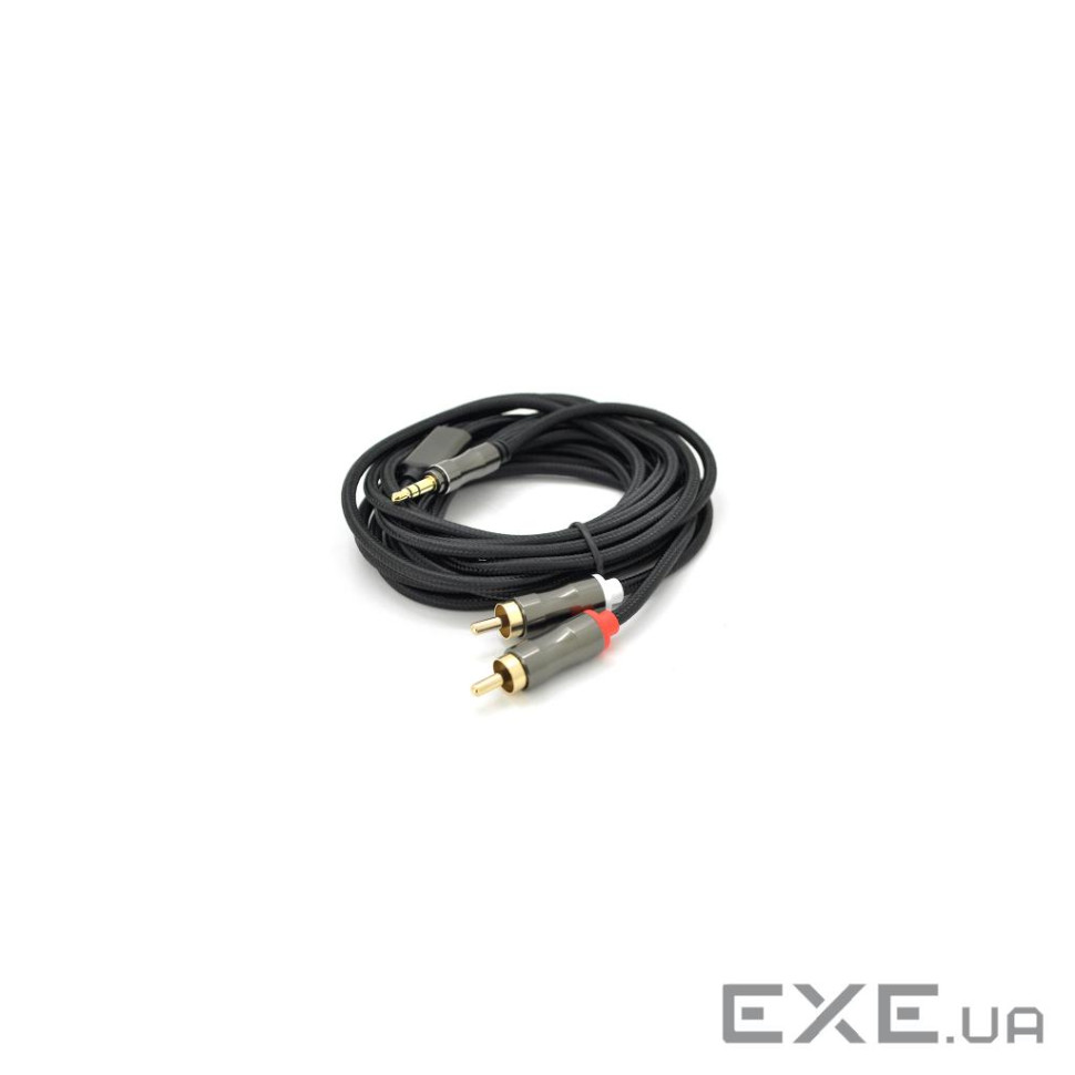 Кабель мультимедійний 3.5mm M to 2xRCA M 3.0m black VEGGIEG (YT-AR2-3)