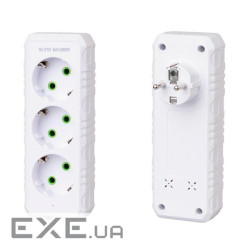 Розетка трійник із заземленням F101-White, 3 розетки, 2500W, 10A, 110-250V~Max, Blister , 2500W, 10A, 110-250V~Max, Blis
