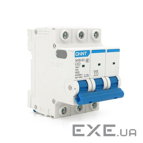 Автоматичний вимикач CHNT NXB-63 3P C63, 63A (NXB-63-3P-C63)