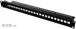 Рама MIRSAN 19, 1U, для складальної патч-панелі 24 порти, сумісна з Keystone RJ45, (MR.19P24P1U.01) Keystone RJ45, (MR.1