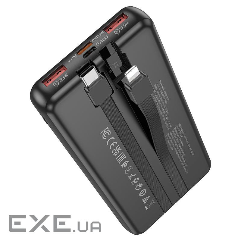 Power bank Borofone BJ57 10000mAh, 22.5W, кабеля USB: Lighting, Type-C, Black, 270g, Box
