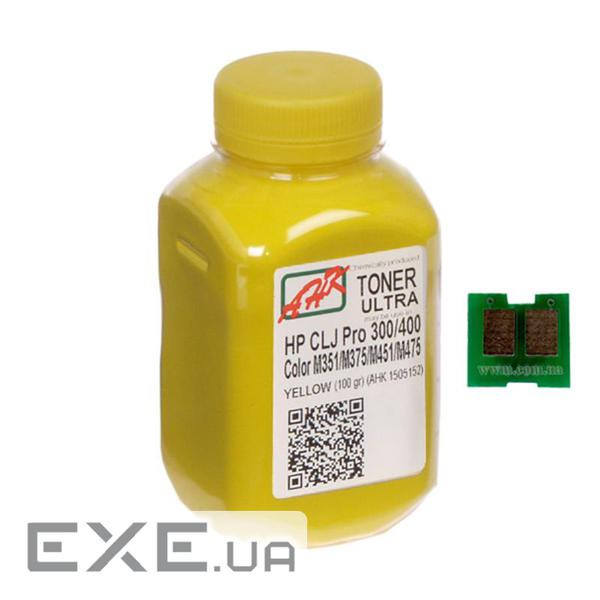 Тонер HP CLJ Pro 300/400/M475 100г Yellow +chip AHK (1505165)