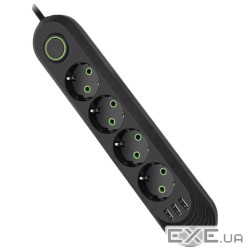 Мережевий фільтр 1.5 м F04U (F04U-BLACK)