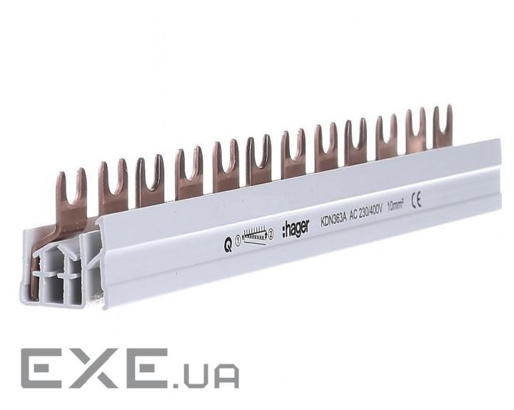 Шина сполучна вилкова, 3-полюсна на 12 модулів, з ізоляцією, 10мм 2 (KDN363A)