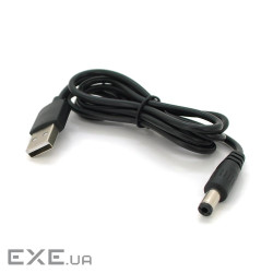 Кабель для роутера 5.5 / 2.1mm(M)=> USB2.0 (Out:5V), 0.7м, Black, OEM (YT29169)