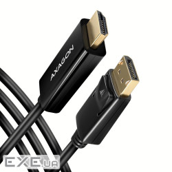 Кабель AXAGON RVD-HI14C2 HDMI-DisplayPort, 1.8m, 4K/30Hz, чорний