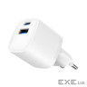 Зарядний пристрій Gembird 1xUSB-C PD20W + 1xUSB QC3.0 white (TA-UC-PDQC20-W-01)