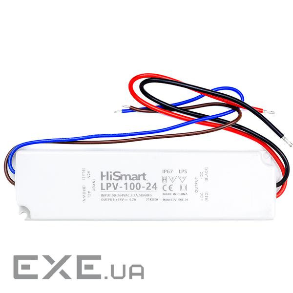 Блок живлення HiSmart 24V, 4.2A, 100W, IP67 (LPV-100-24)