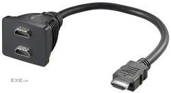 Перехідник моніторний Goobay HDMI 1x2 (Splitter),Pas 0.2m p1080i@60Hz Nickel (75.06.8783-1)