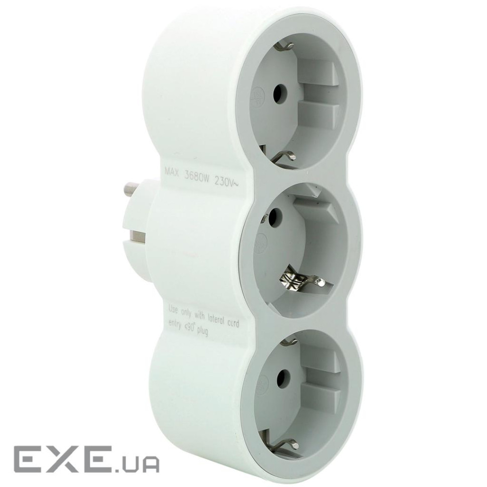 Multi-outlet plug with 3 frontal outlets white-grey (694518)