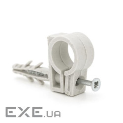 Обойма з ударним шурупом для гофри / труби білий / сірий 15-16мм (пач. 50шт. ціна за пачку (YT38017) (YT38017)