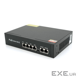 Комутатор POE 48V з 4 портами POE 100Мбіт + 2 порт Ethernet (UP-Lin (YG1006 48V з 4 портами)