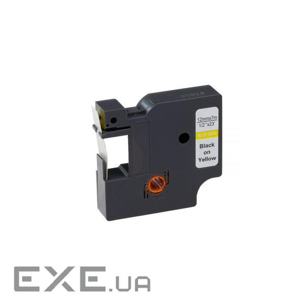 Стрічка для принтера етикеток UKRMARK RL-D-45018P-BK/YE, аналог DYMO S0720580, 12мм х 7м . (CD45018P)