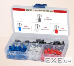 Набір клем / наконечників 200шт(E2508gr-50,E0508b-50,E1508-50.E4009bl-50)у боксі (YT-39500) (YT-39500)